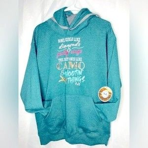Realtree Diamonds & Camo graphic hoodie sweatshirt in Heather Green, size M